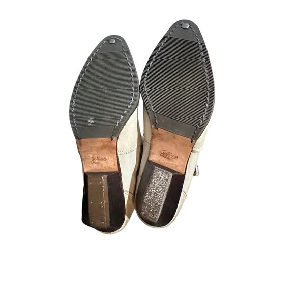 ZODIAC Cowboy Slouch Boots Wingtip Leather Toe Tips Cream Womens Vintage 7M - Picture 5 of 9